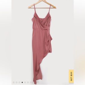 Lulu Let's Celebrate Tonight Mauve Satin Asymmetrical Dress